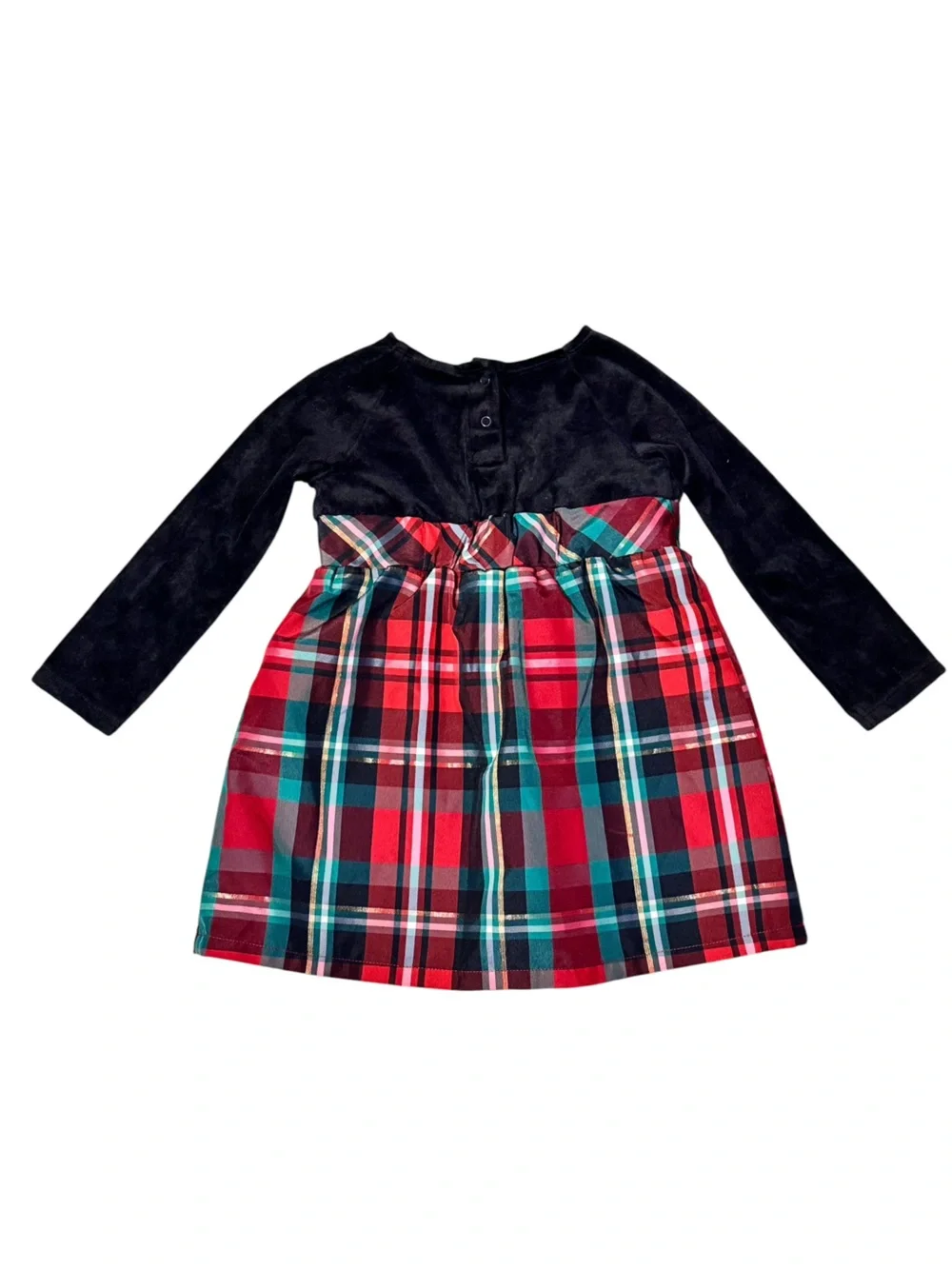 Velvet and Plaid Holiday Dress by Healthtex 3T Black Multi